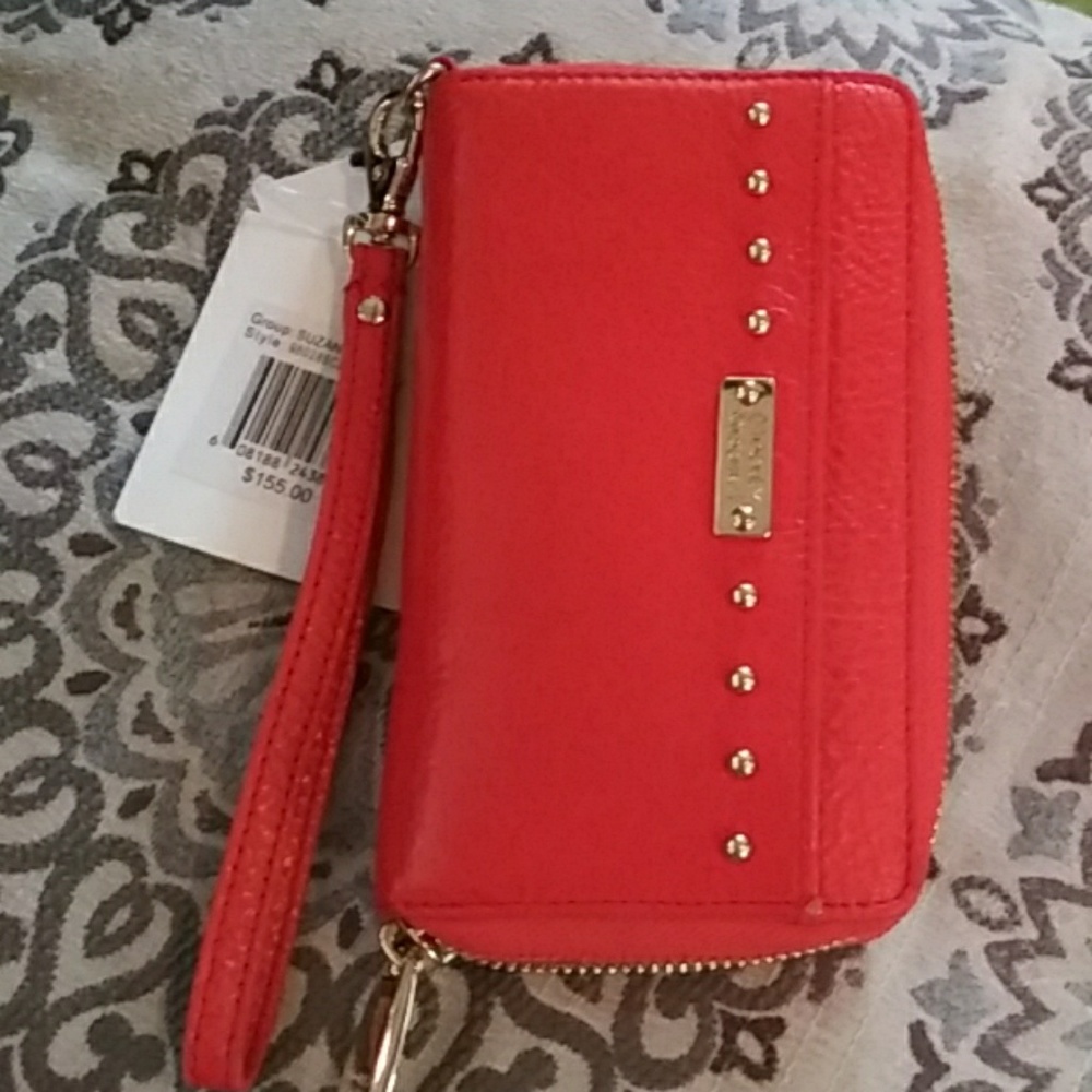 New Bagley Mischka Coral & Gold Clutch Wallet